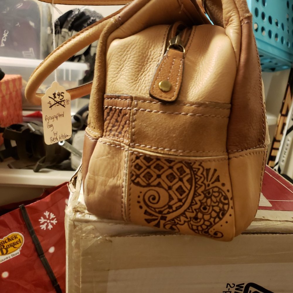 Fossil Patchwork Purse With Custom Pyrographed He… - image 4